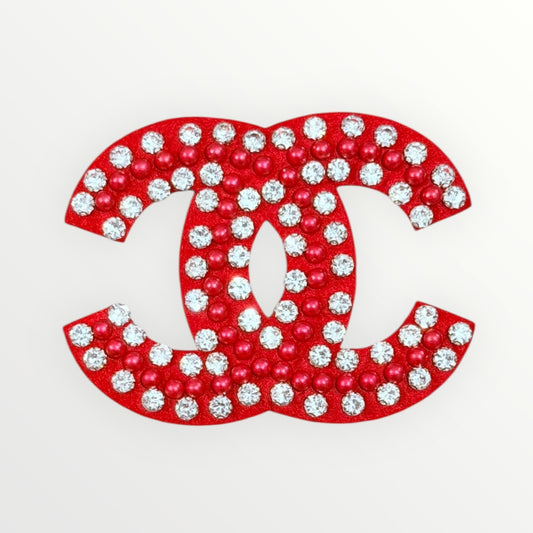 CC Red Rhinestone Double C Patch