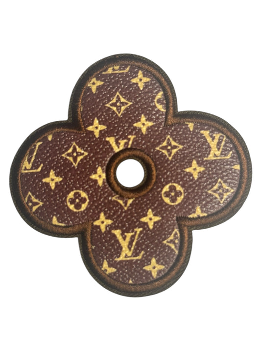 LV-INSPIRED BROWN FAUX LEATHER FLOWER