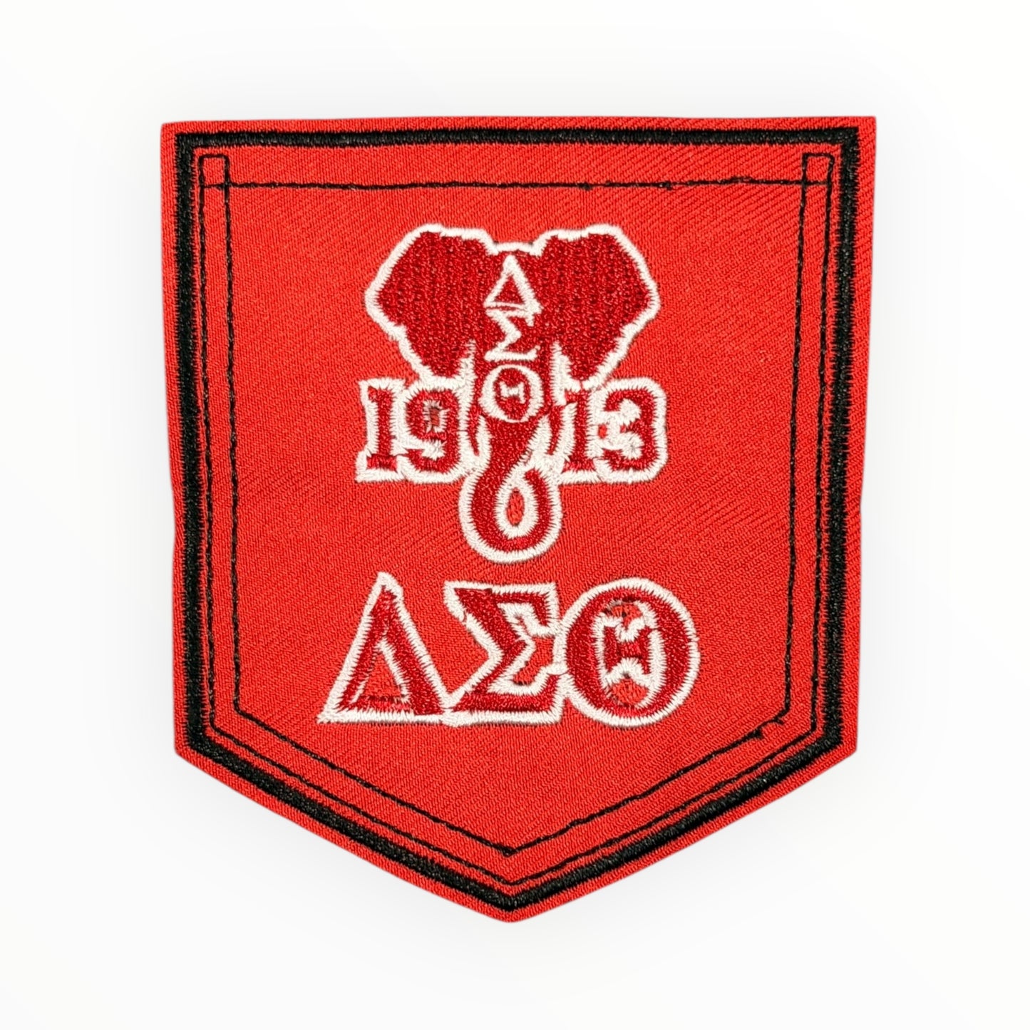 Delta Sigma Theta 1913 Shield Iron-On POCKET Patch (Red)