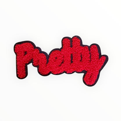 Pretty "Red" chenille script patch