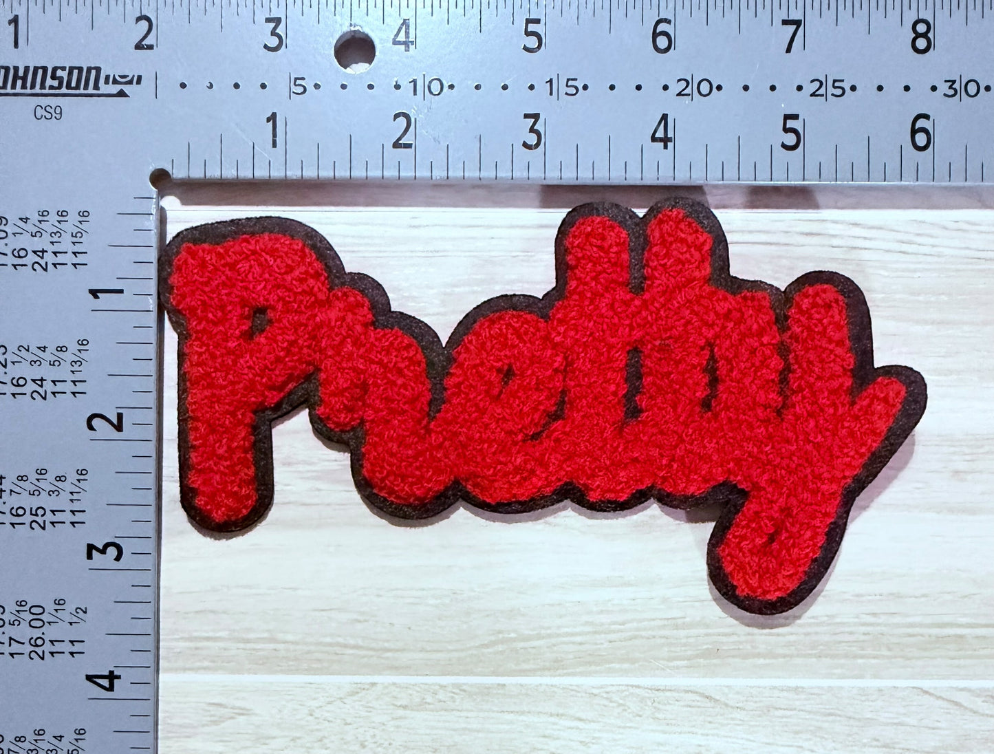 Pretty "Pink" chenille script patch