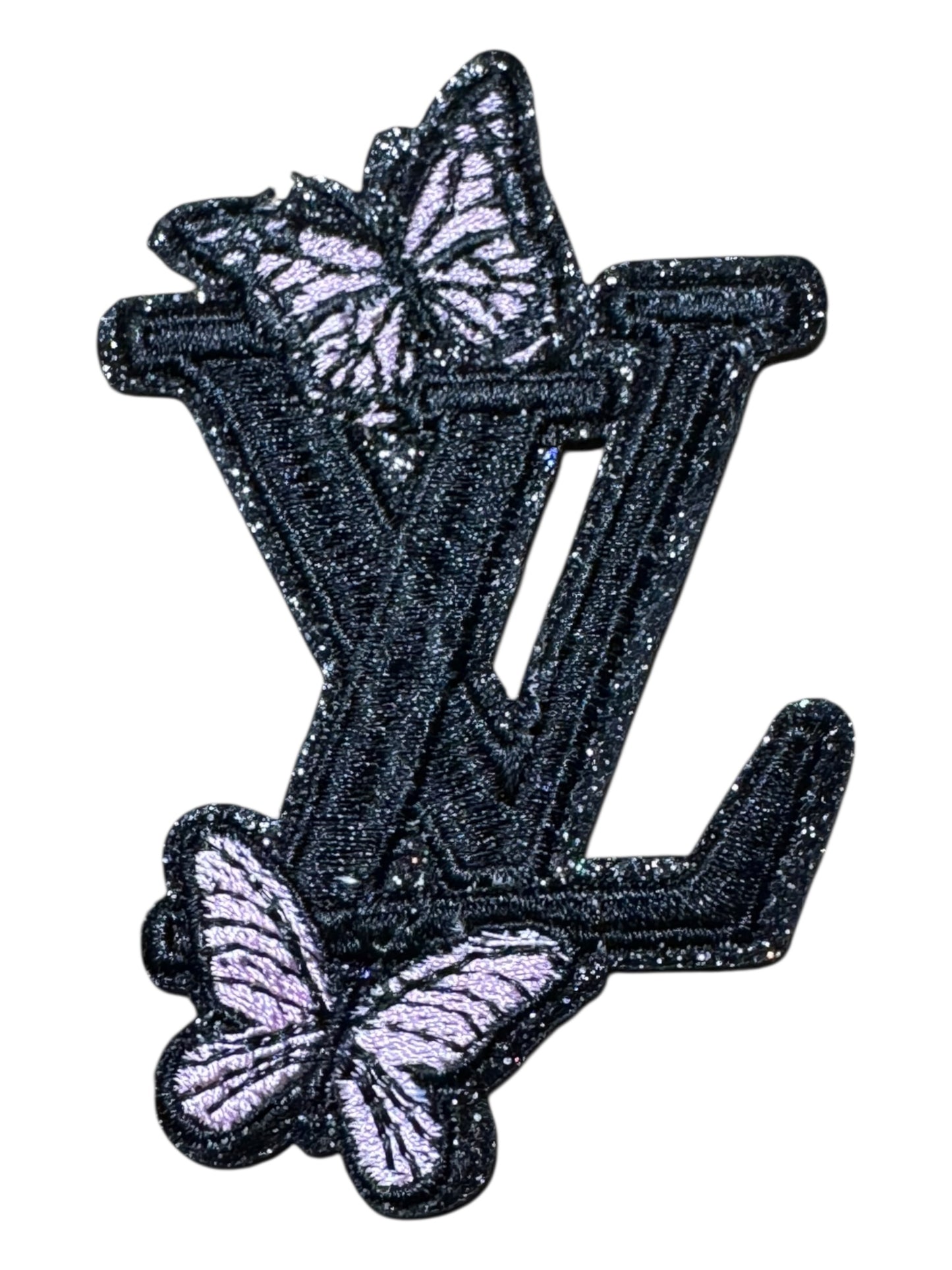 LV-INSPIRED PINK BLACK LETTERS W/PINK BUTTERFLIES