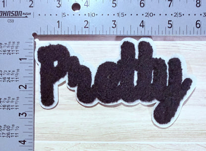 Pretty "Black" chenille script patch
