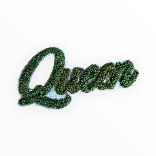 Queen script chenille medium size patch green