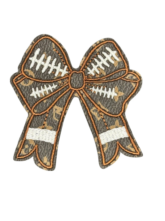 Designer-Inspired Football Bow Iron-On Patch