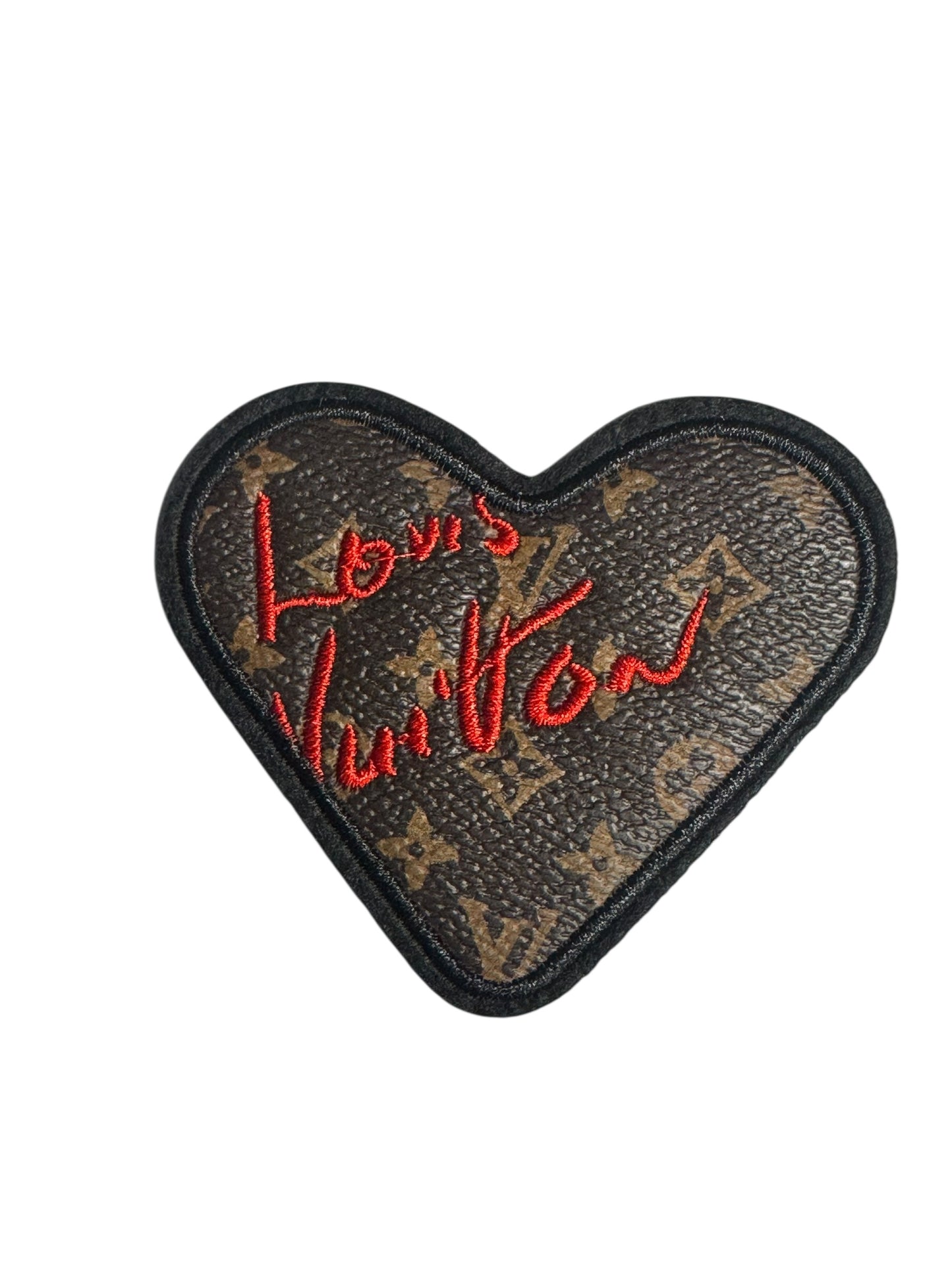 LV-INSPIRED BROWN FAUX LEATHER HEART