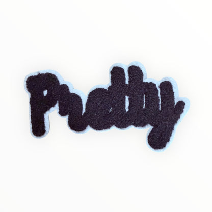 Pretty "Black" chenille script patch