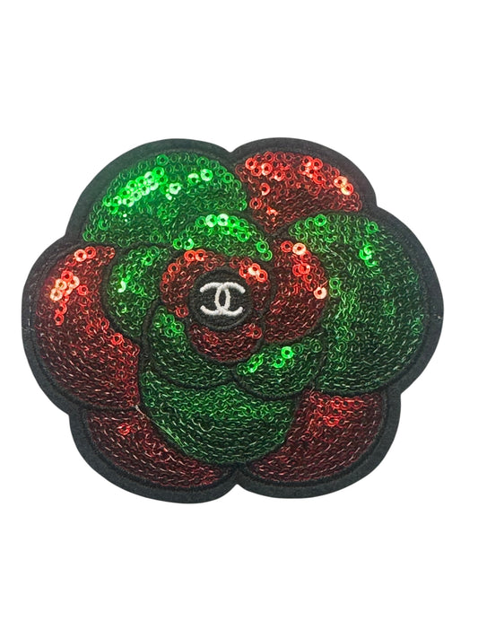 CC RED/GREEN SEQUIN ROSE