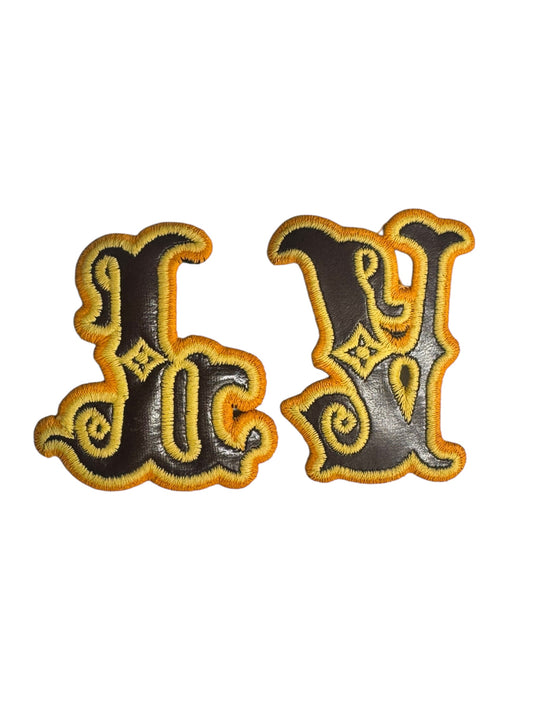 LV-INSPIRED BROWN/YELLOW  FAUX LEATHER 2PC LETTER