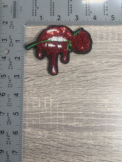 Red Sequin Dripping Lips Patch with Cherry
