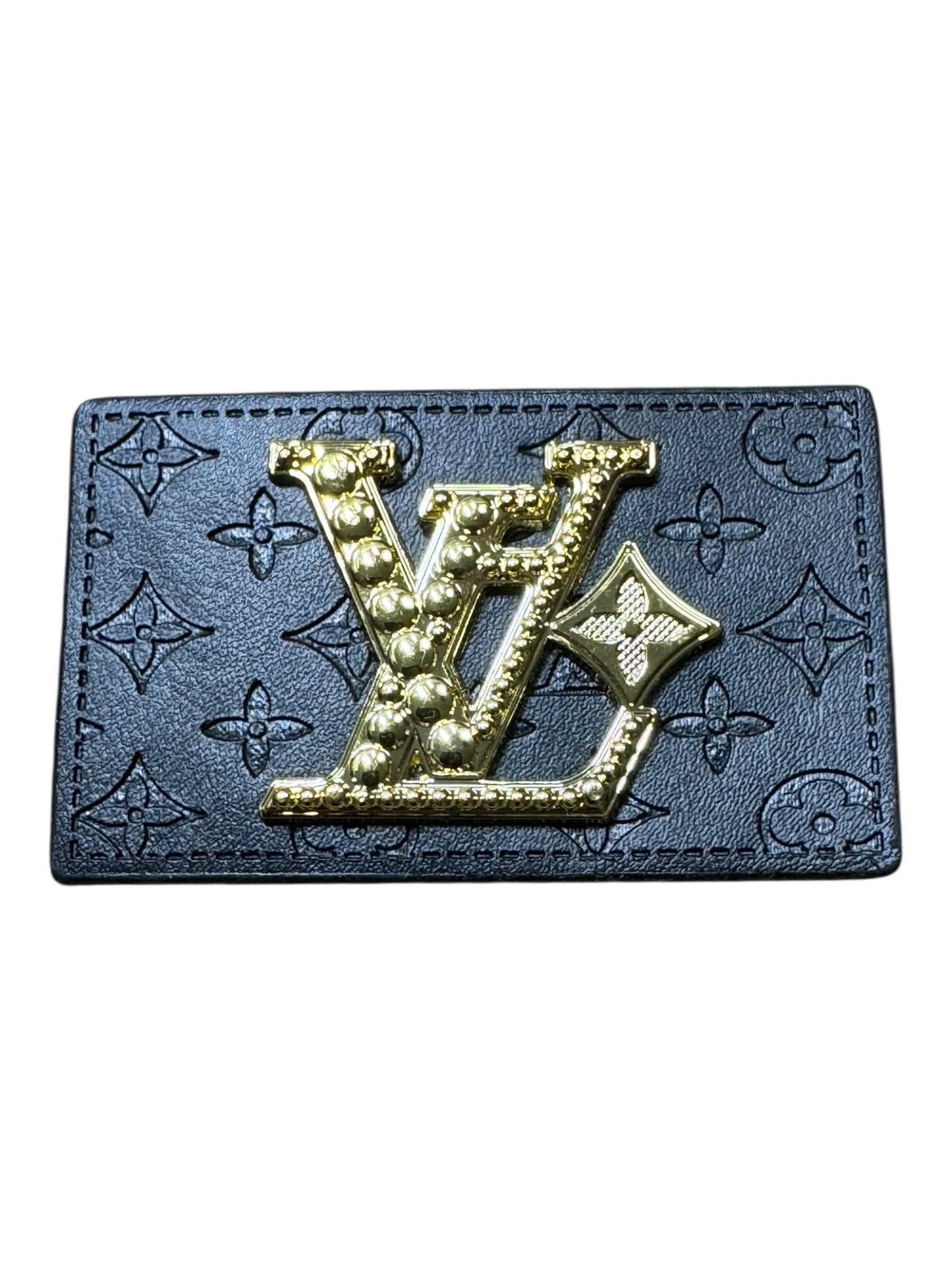 LV-INSPIRED LEATHER W/METAL LOGO
