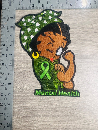 Mental Health Awareness Strong Woman Large Embroidered Patch