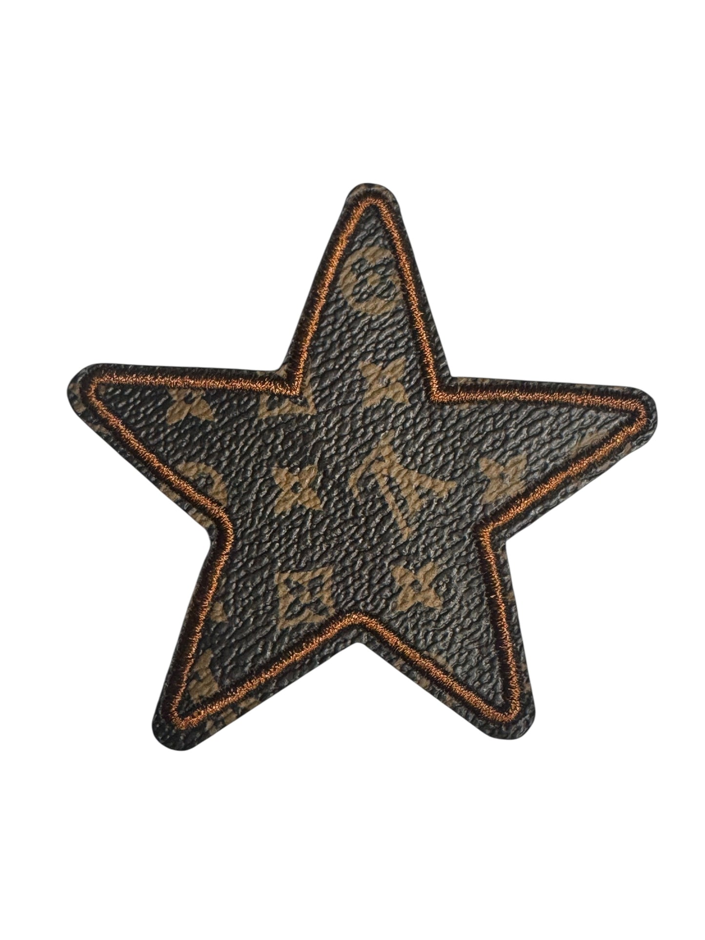 LV-INSPIRED BROWN FAUX LEATHER STAR
