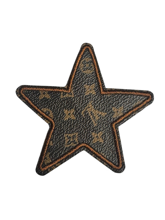 LV-INSPIRED BROWN FAUX LEATHER STAR