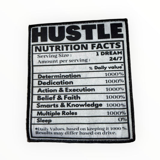 Hustle nutrition facts embroidered patch