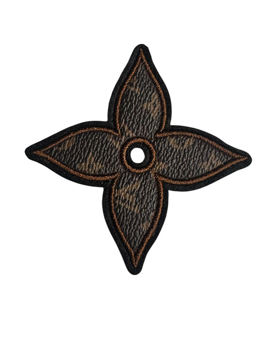 LV-INSPIRED BROWN FAUX LEATHER FLOWER STAR