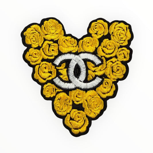 CC Gold rose double C heart patch