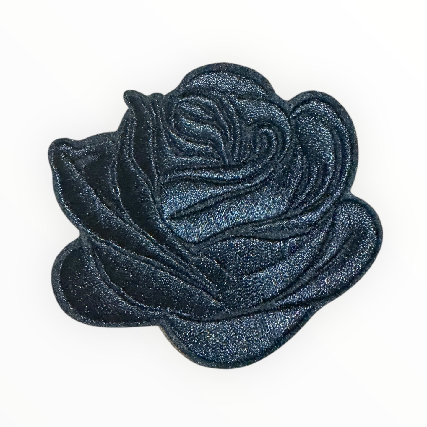 Black rose embroidered patch