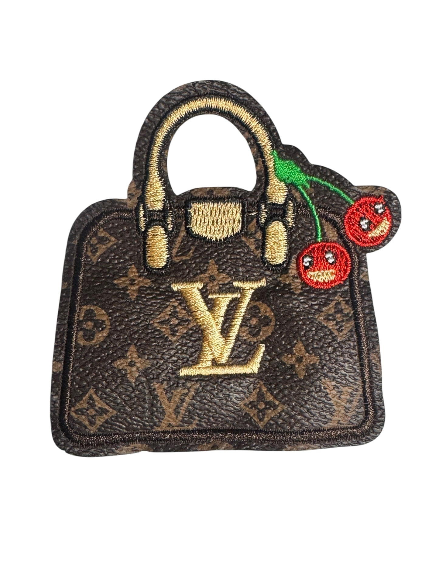 LV-INSPIRED BROWN FAUX LEATHER CHERRY HANDBAG