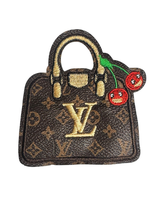 LV-INSPIRED BROWN FAUX LEATHER CHERRY HANDBAG