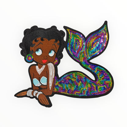 Betty Boop Rainbow sequin mermaid character patch