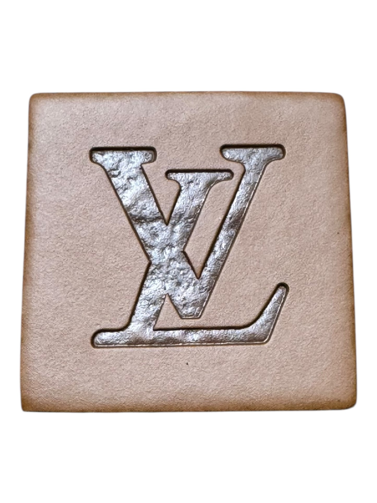 LV-INSPIRED BROWN EMBOSSED FAUX LEATHER TAG