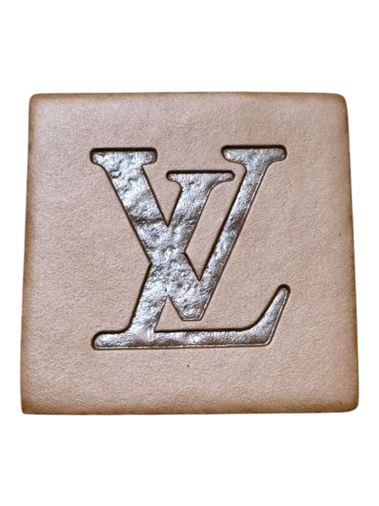 LV-INSPIRED BROWN EMBOSSED FAUX LEATHER TAG