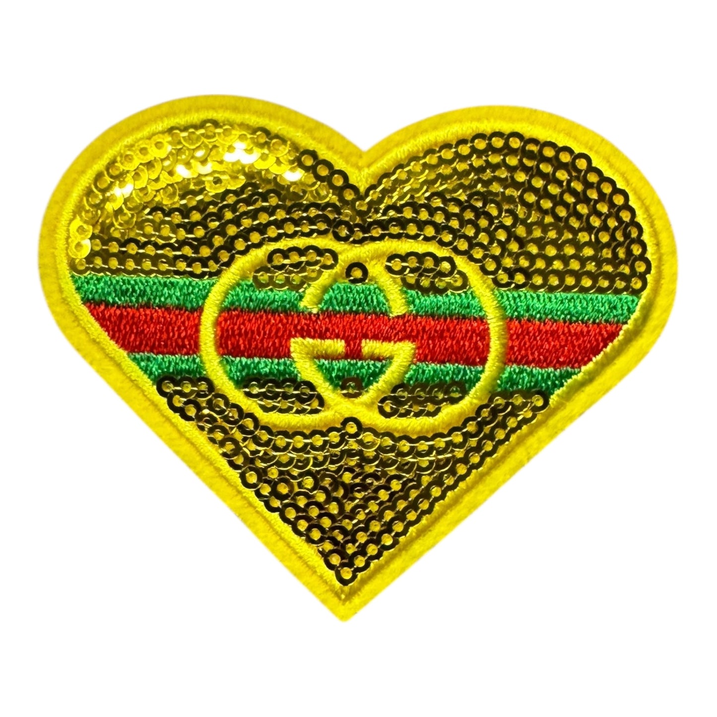 GG-INSPIRED YELLOW/GOLD SEQUIN HEART