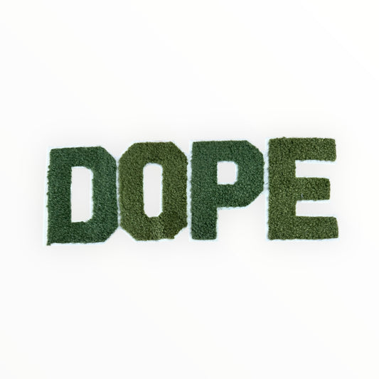Dope chenille letter patch green
