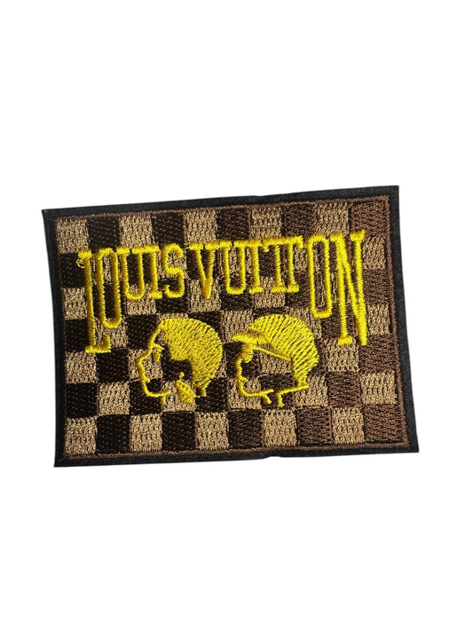 LV-INSPIRED BROWN/YELLOW CHECKERED PATCH