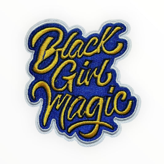 Black girl magic script patch blue and gold