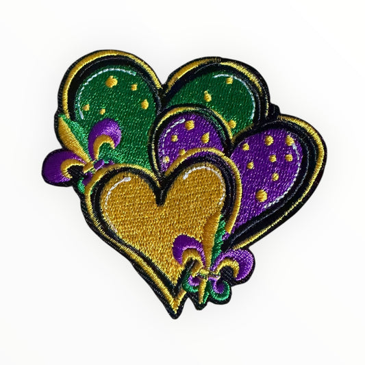 Mardi gras hearts patch