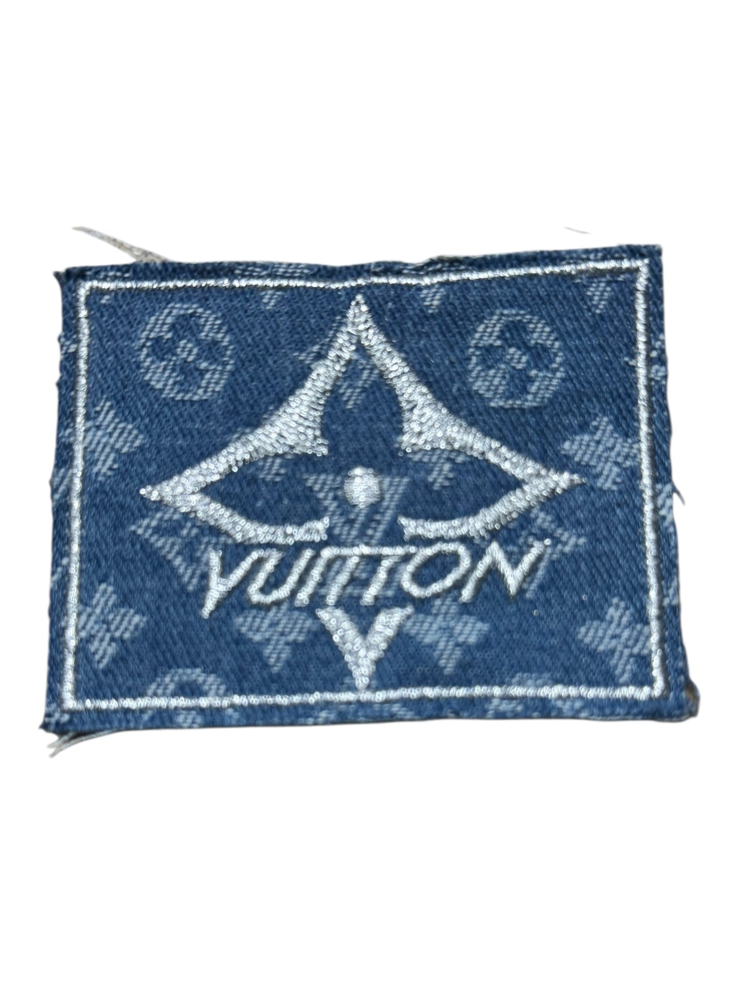 LV-INSPIRED LIGHT BLUE DENIM SQUARE W/SILVER LOGO