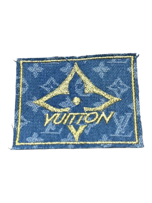 LV-INSPIRED LIGHT BLUE DENIM SQUARE W/GOLD LOGO