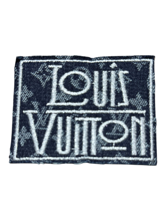 LV-INSPIRED DARK BLUE DENIM SQUARE W/SILVER WORDS