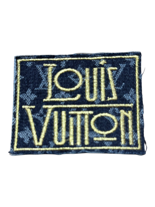LV-INSPIRED DARK BLUE DENIM SQUARE W/GOLD WORDS