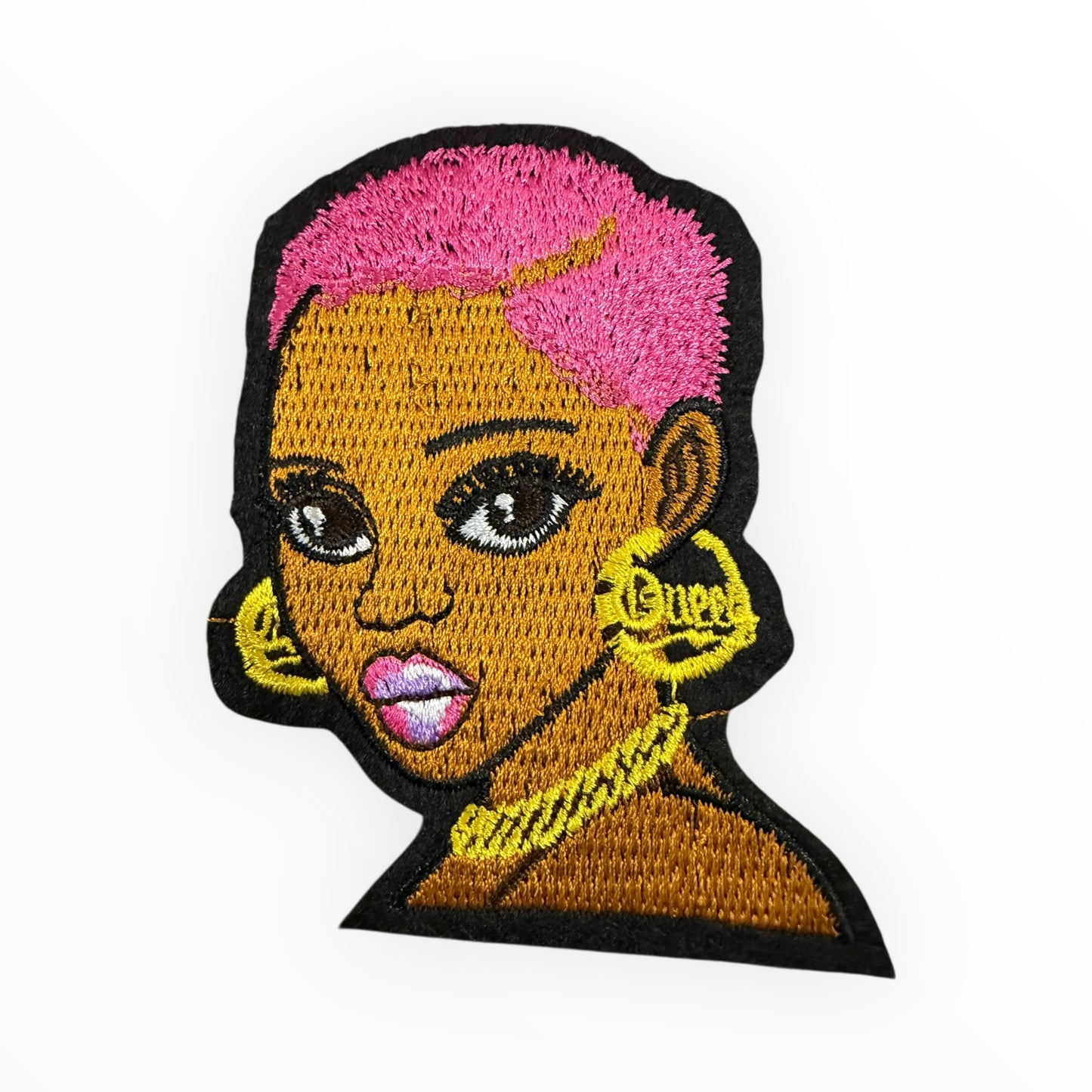 Pink fade glam embroidered portrait patch