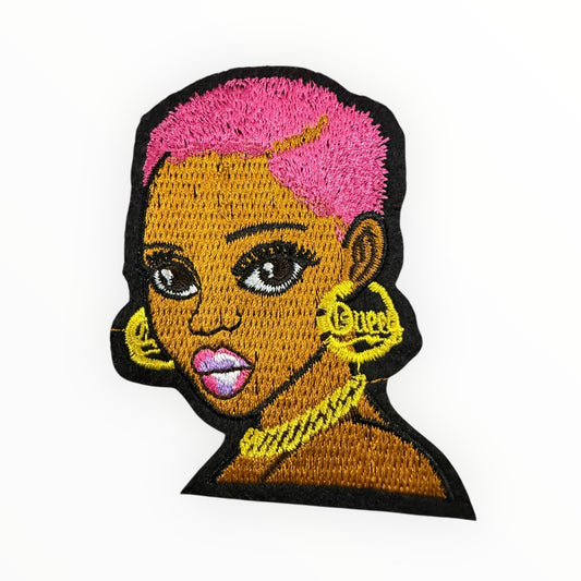 Pink fade glam embroidered portrait patch