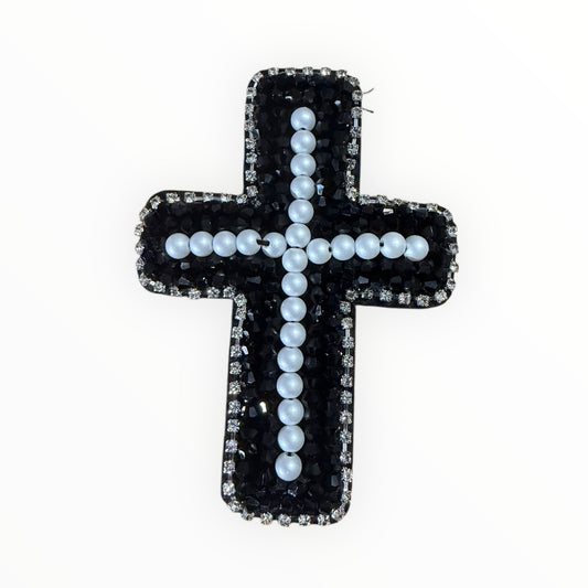 Pearl cross beaded patch