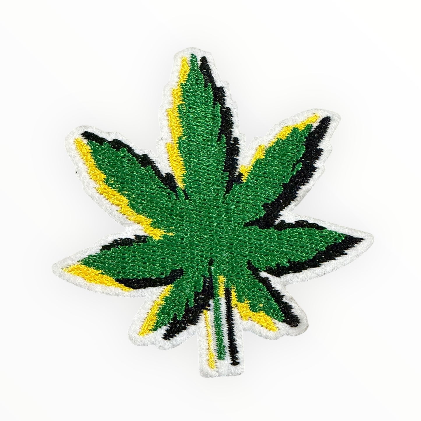 Green leaf embroidered patch