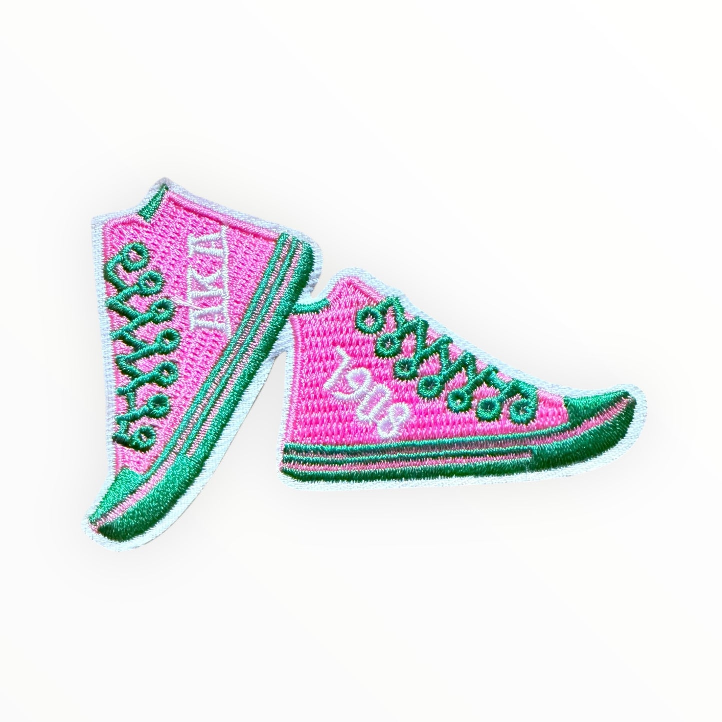 AKA pink and green sneaker patch set