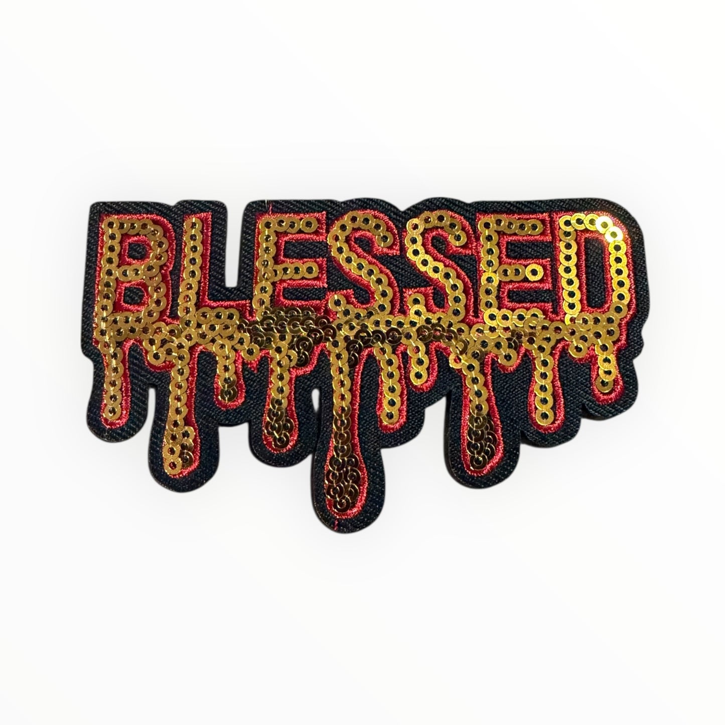 Blessed dripping sequin patch