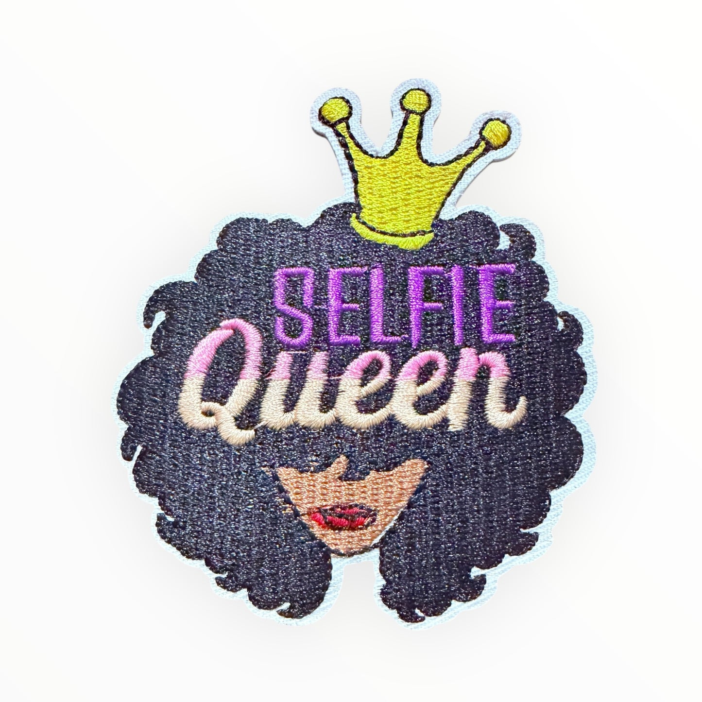 Selfie queen afro crown patch
