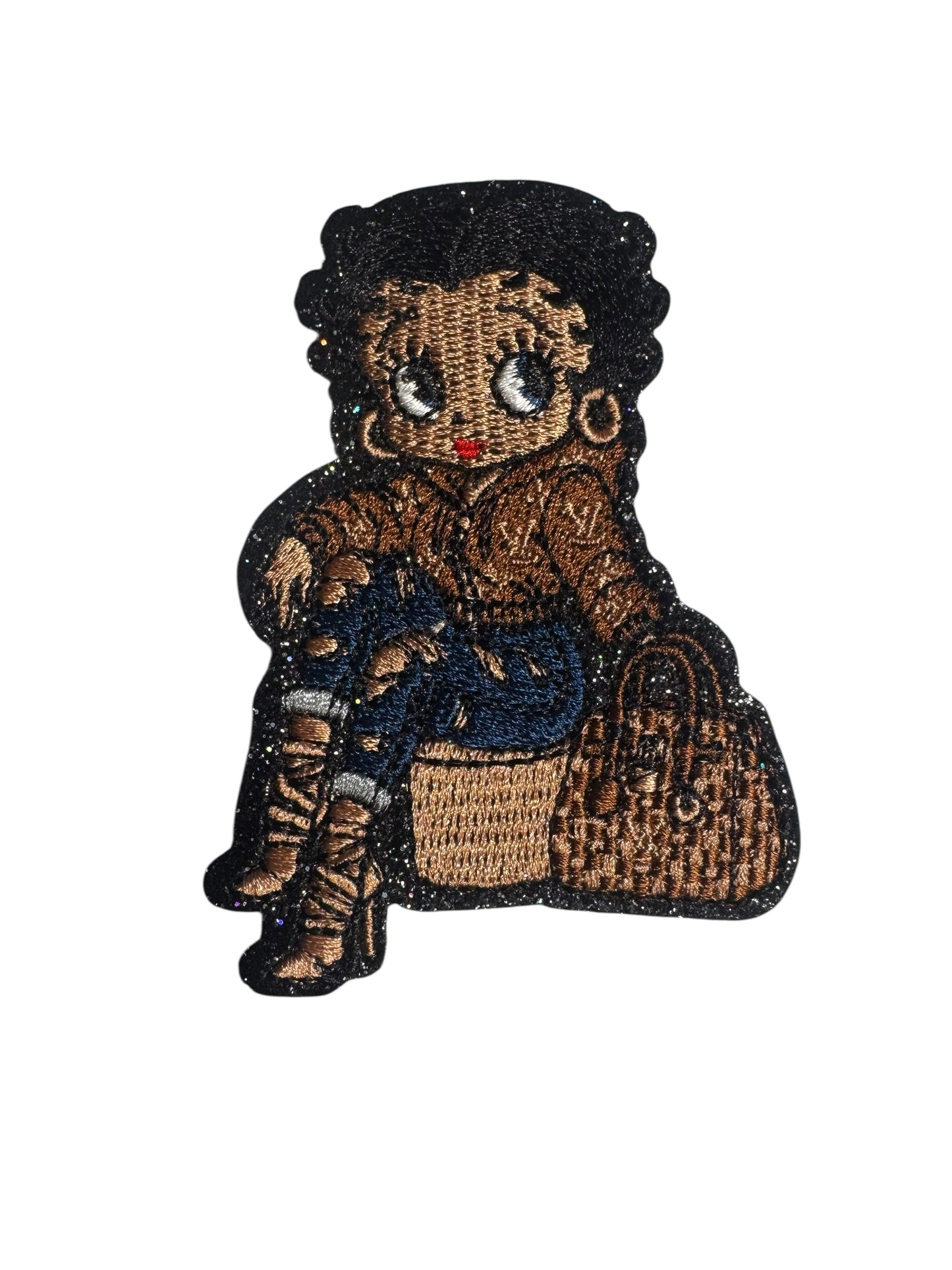 LV-INSPIRED BROWN/DARK DENIM SITTING BETTY