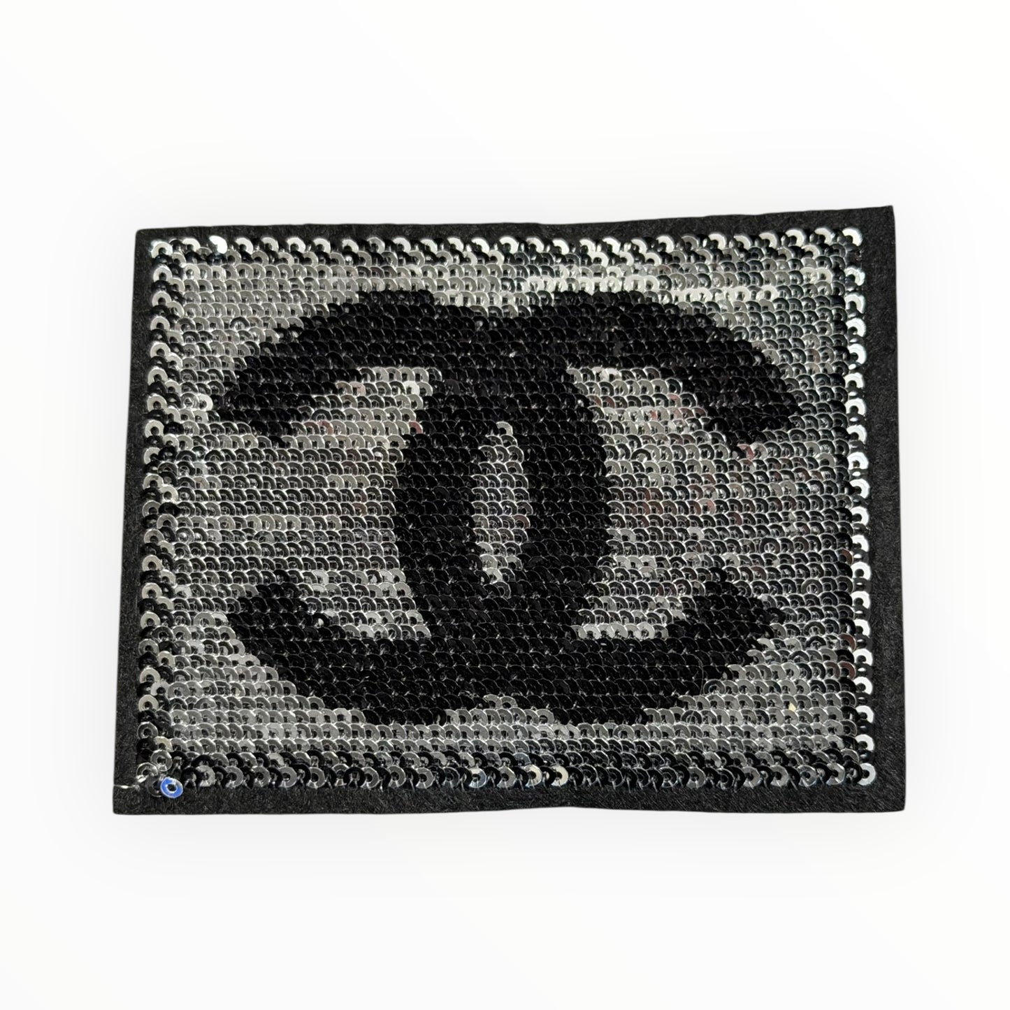 CC Silver black sequin double c patch