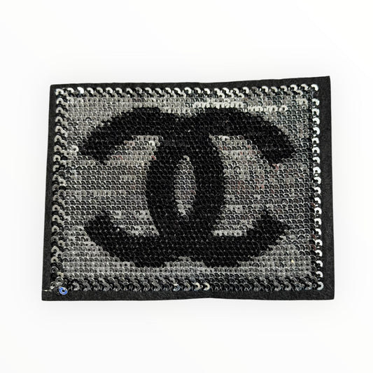 CC Silver black sequin double c patch