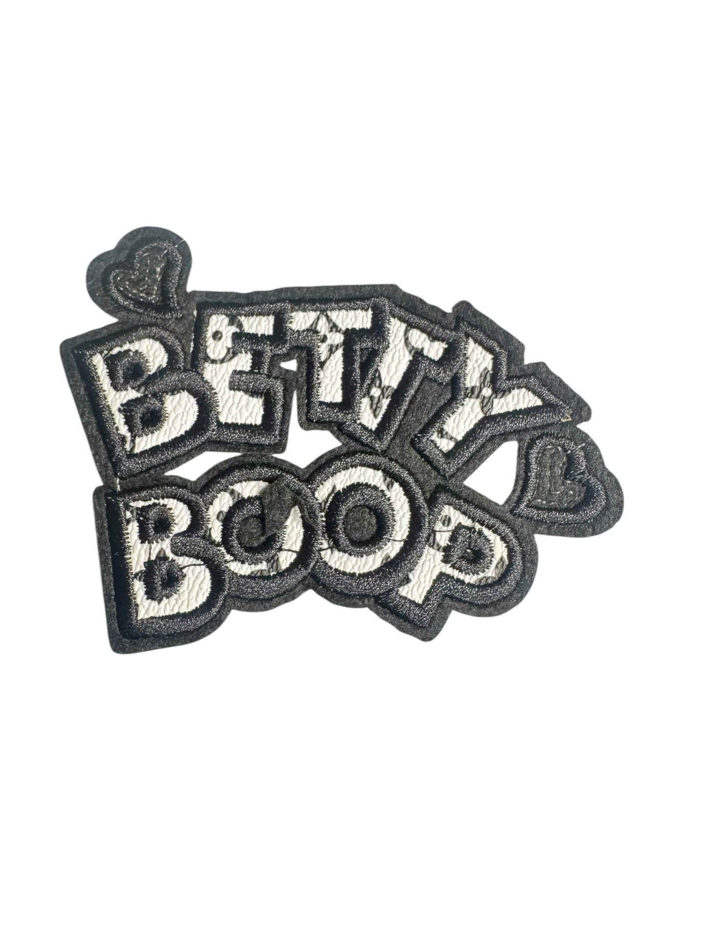 LV-INSPIRED BLACK/WHITE  FAUX LEATHER BETTY BOOP WORDS