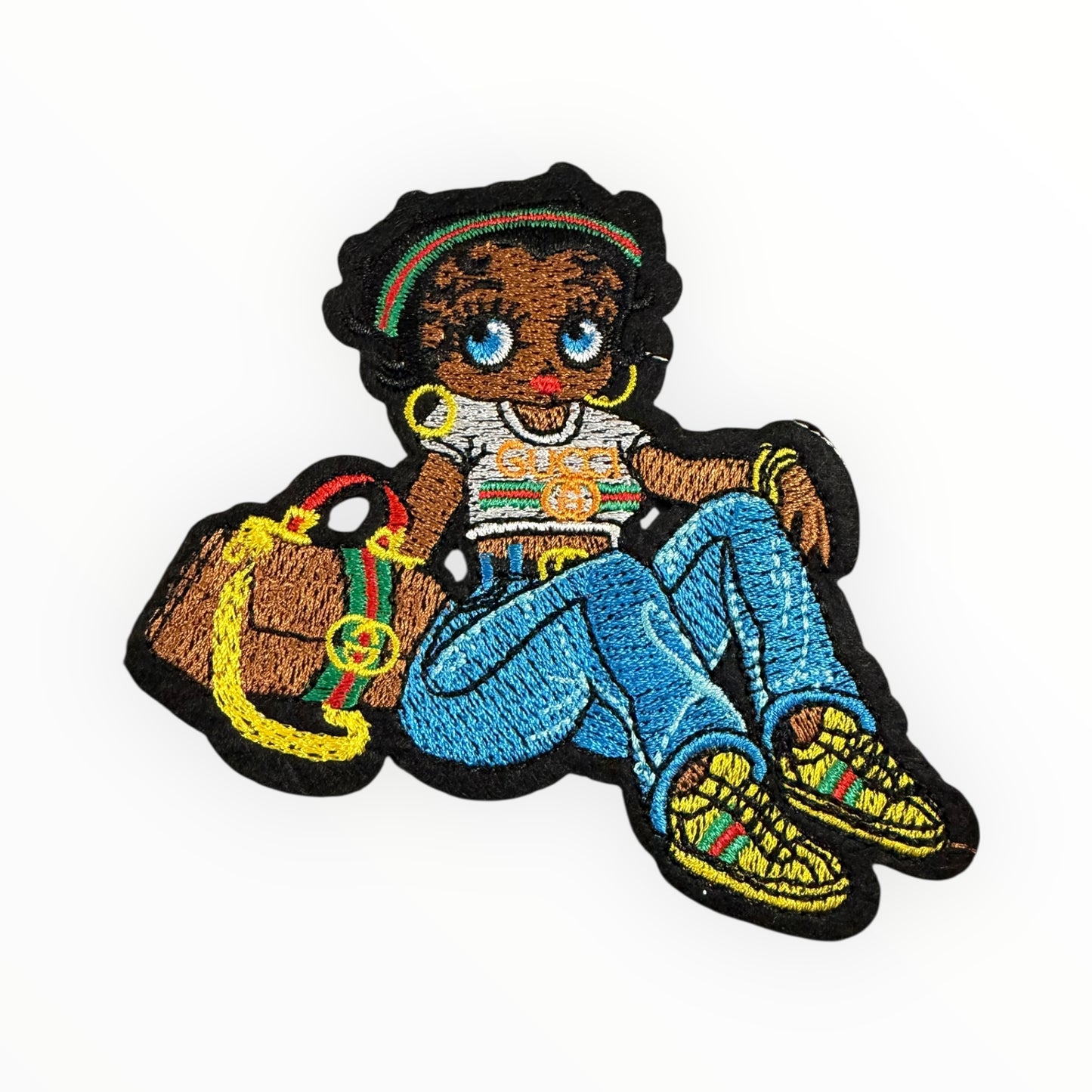 Designer girl sitting character patch