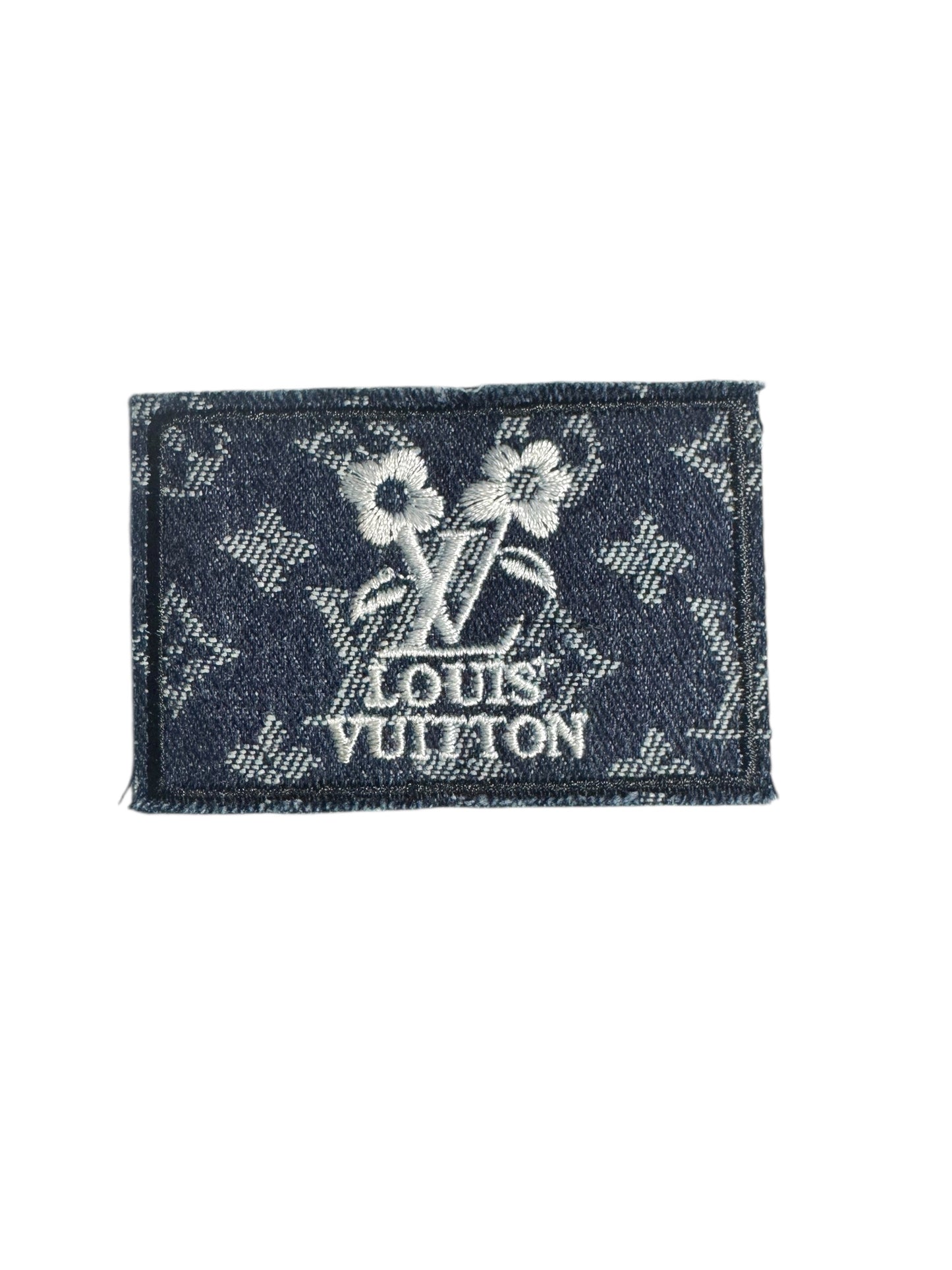LV-INSPIRED DARK DENIM SQUARE W/FLOWERS