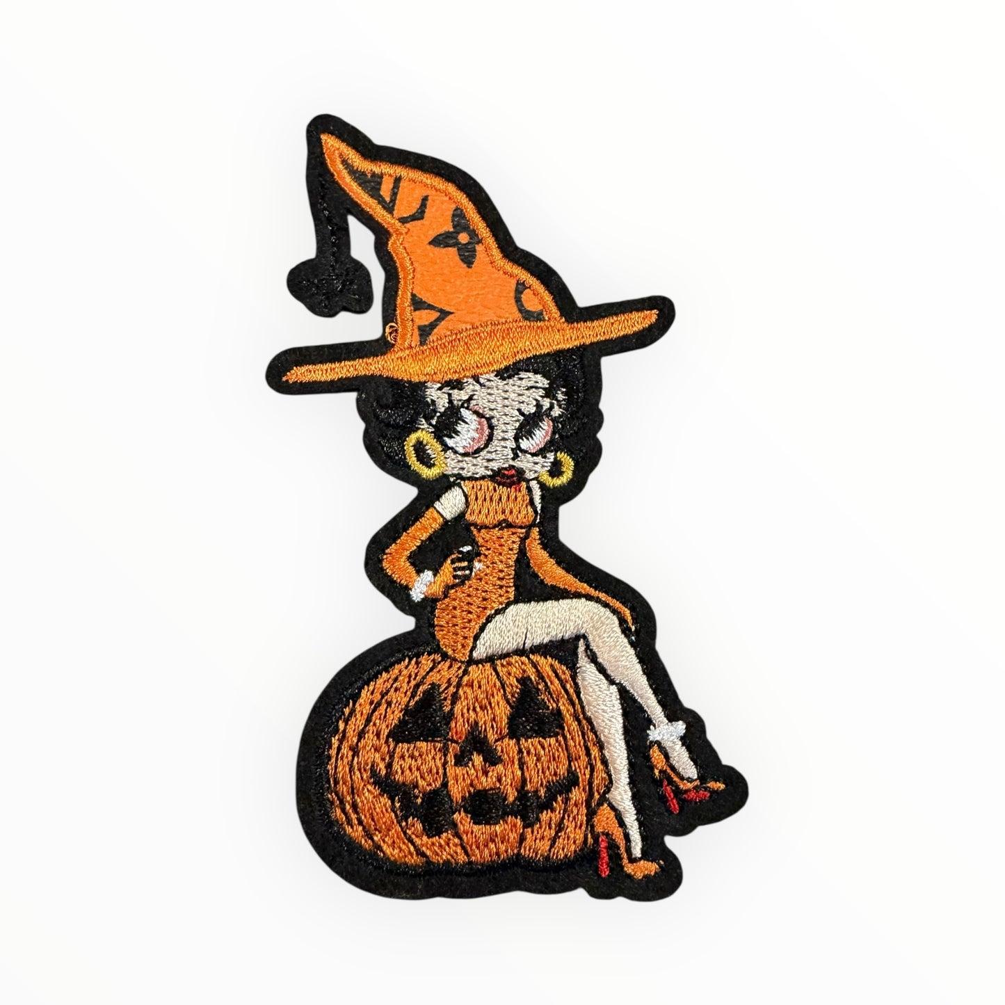 Pumpkin witch pin-up patch